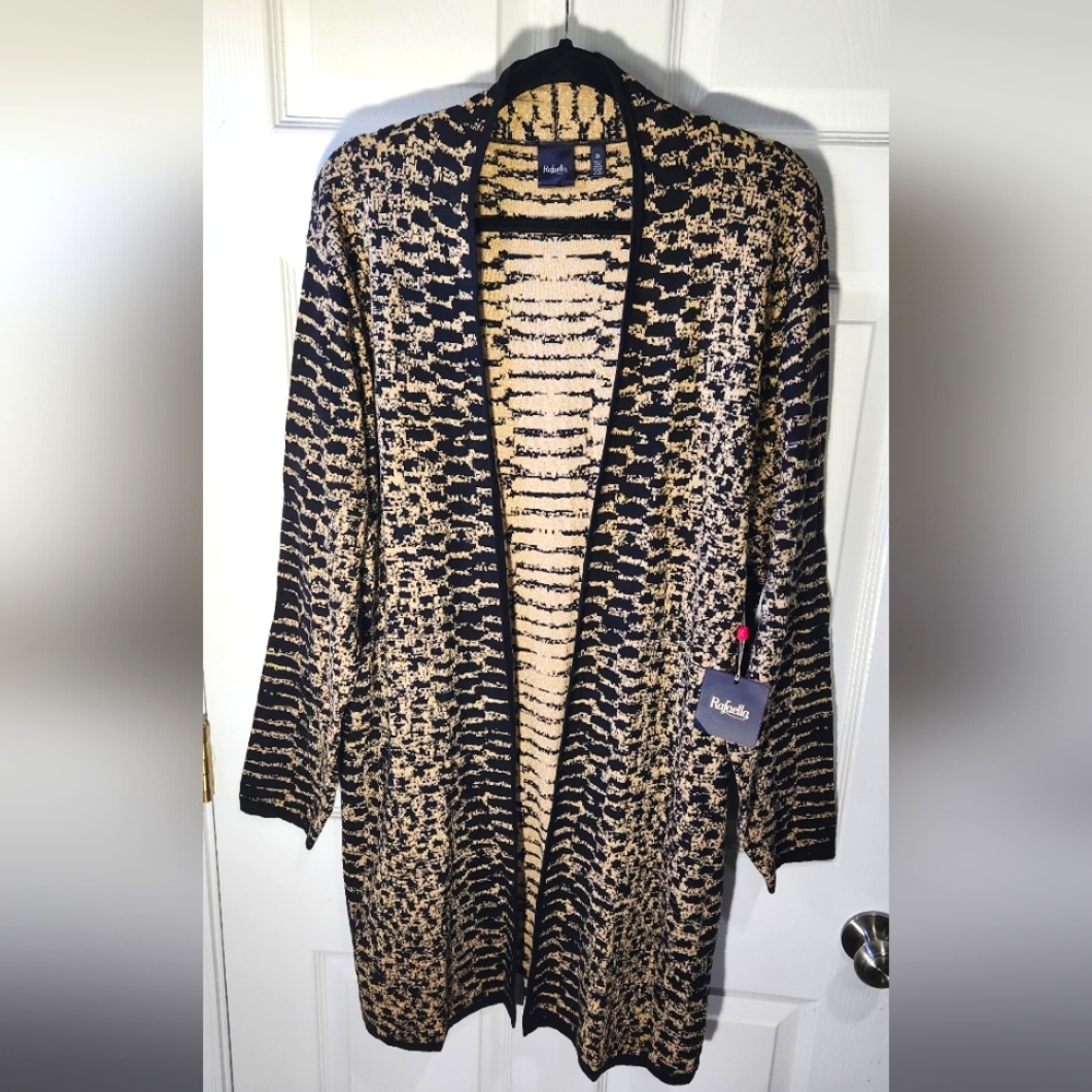NWT Rafaella black gold open cardigan size 2x women's
